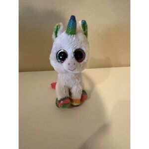 Ty Beanie Boo Pixy Unicorn 6" Plush Rainbow Horn Glitter Eyes